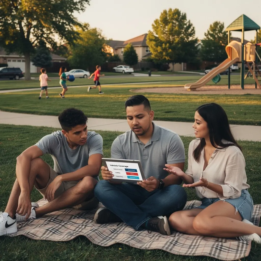 Konsultant omawia zasady ubezpieczenia z klientem, przy komputerze z wykresami.